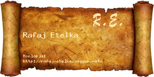 Rafaj Etelka névjegykártya
